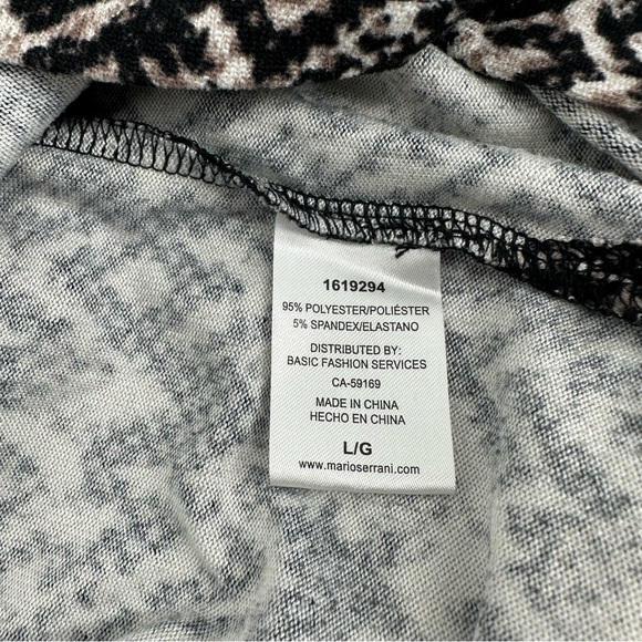 Mario Serrano Animal Print Long Sleeve Blouse Black and Ivory - Size Large - Picture 5 of 7